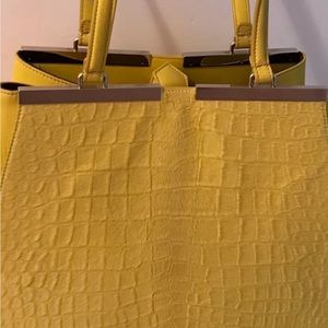 FENDI, 3 JOURS , YELLOW CALFSKIN LEATHER, TOTE (13.8”W / 11”H)